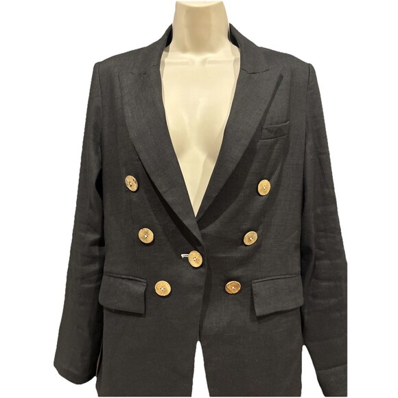Veronica Beard Gaya Size 8 Linen Blend Dickey Jacket Blazer Black - Picture 7 of 15